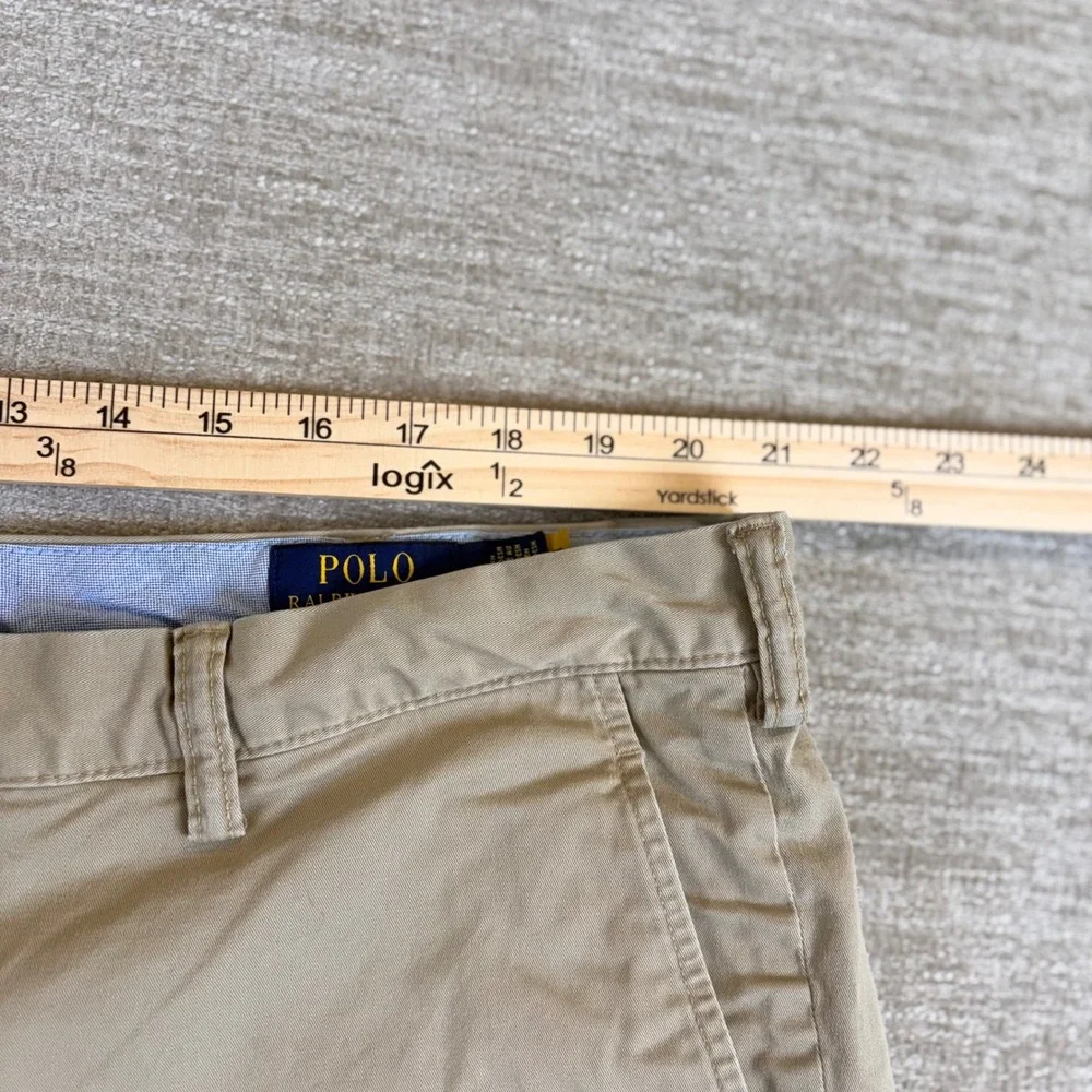 Polo Ralph Lauren Stretch Straight Fit Khaki Shorts Mens 42 Tan Chino EUC Preppy
